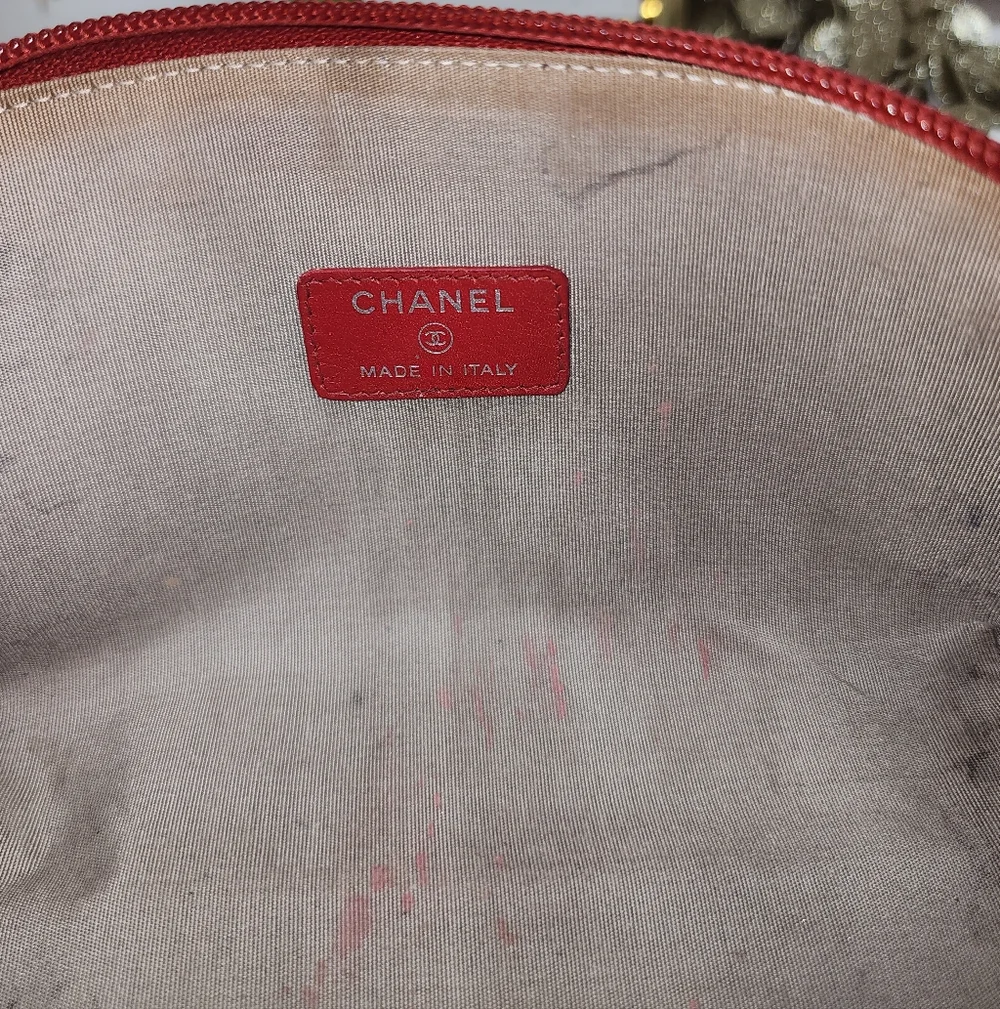 Authentic Chanel Timeless CC Caviar Leather Pouch